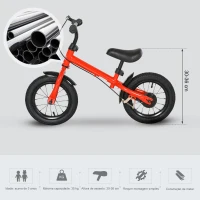 HOMCOM Bicicleta sem Pedais com Altura Ajustável Pneus de Borracha Insufláveis Assento Acolchoado 86x43x60 cm Vermelho(m-6)