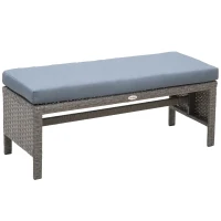 Outsunny Conjunto de 4 Peças de Móveis e Vime com Almofadas Acolchoadas com 2 Sofás 1 Banco e 1 Mesa de Vidro Temperado Cinza(m-8)