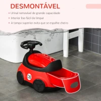 HOMCOM Bacio para Bebé de 6-36 Meses Bacio de Aprendizagem Treinamento Portátil em Forma de Carro com Tampa Volante Fácil de Limpar Carga 50kg 40x27,5x29,1cm Vermelho(m-5)