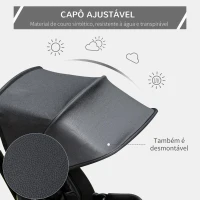 HOMCOM Triciclo Infantil 4 em 1 Bicicleta para Crianças 1-5 Anos com Assento Giratório Capô Ajustável Guidão de Empurre e Apoio para os Pés Dobrável 111,5x52x98cm Preto(m-5)