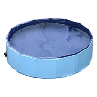 PawHut Piscina Dobrável para Cães Ø120x30 cm Banheira Portátil para Animais de Estimação PVC Antiderrapante Usos Múltiplos Interior e Exterior Azul(m-9)
