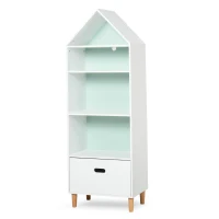 HOMCOM Estante Infantil de madeira com 4 prateleiras 1 gaveta compacta 50x30x142 cm Branco(m-1)