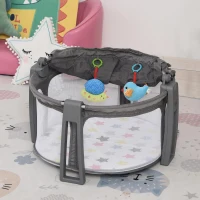 HOMCOM Berço dobrável e portátil para viagem com bolsa de transporte coberta removivel  carga 15 kg 70x74x78 cm cinza(m-12)