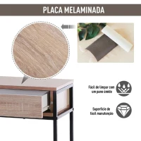 HOMCOM Mesa Tipo Consola de Estilo Industrial com 2 Gavetas e Prateleira Inferior 120x30x81,5cm Carvalho e Preto(m-4)