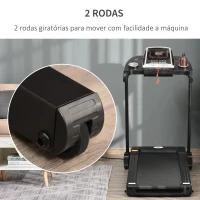 HOMCOM Passadeira Elétrica Dobrável Motor 500W Passadeira Portátil com 12 Programas Tela LED Suporte para Garrafa e Rodas 142x66x127cm Preto(m-6)