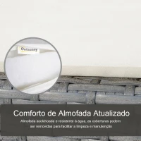 Outsunny Conjunto de Móveis de Vime para Jardim Composto por 1 Mesa 2 Poltronas com Almofadas Móveis de Jardim Metal e Vime Cinza Claro(m-6)