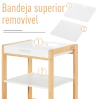 HOMCOM Carrinho de cozinha de 4 niveis com bandeja removível 40x30x76 cm Branco(m-4)