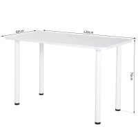 HOMCOM Mesa de Cozinha Retangular com Pés de Aço e Almofadas Ajustáveis 120x60x76cm Branco(m-3)