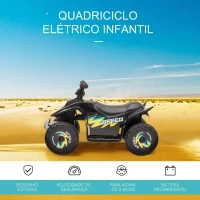 HOMCOM Quadriciclo Elétrico para Crianças de 18-36 Meses Quadriciclo a Bateria 6V com Avance e Retrocesso 72x40x45,5cm Preto(m-4)