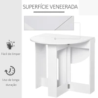 HOMCOM Mesa de Sala de Jantar Dobrável com 2 Laterais Mesa Auxiliar de Madeira para Cozinha Sala de Estar 104x76x73,7 cm Branca(m-5)