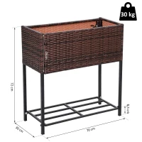 Outsunny Suporte para Vasos de Plantas Exterior para Horta Vertical Mesa de Cultivo Retangular sem Fundo com Prateleira e Pés Elevados para Terraço Pátio 70x30x70cm Marrom(m-3)