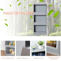 HOMCOM Estante Infantil de Madeira para Crianças com 3 Prateleiras de Armazenamento para Brinquedos Livros 38x34,5x90cm Cinza(m-6)
