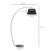 HOMCOM Candeeiro de Pé em Forma de Arco Moderno com Ecrã Suspenso de Tecido Suporte para Lâmpada E27 Máx.40W para Sala de Estar Dormitórios Estúdio 100x43x177cm Cinza e Marrom(m-3)