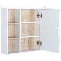 HOMCOM Armário de Espelho com Espaço Interno com Prateleiras Ajustáveis Armário de Banheiro com Prateleiras Abertas 60x14,5x49,4 cm Branco e Carvalho(m-11)