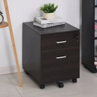 Vinsetto Bloco de Gavetas para Escritório Móvel de Arquivos com 5 Rodas Fechadura para Escritório Secretária 40x45x55,6cm Wengué(m-4)