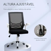 Vinsetto Cadeira de Escritório Ergonômica Giratória com Altura Ajustável Apoio para os Braços Dobrável Suporte Lombar e Encosto Transpirável 62,5x55x94-104cm Preto(m-4)