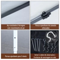 Outsunny Tenda dobrável para jardim 3x3m Redes mosquiteiras Removível com zíper 4 orificios de drenagem tecido oxford 420D Branco(m-5)