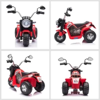 HOMCOM Motocicleta Elétrica Infantil com 3 Rodas Triciclo a Bateria 6V para Crianças de 18-36 Meses com Farol Buzina 72x57x56cm  Vermelho(m-8)