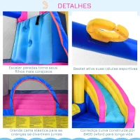 Outsunny Castelo inflável infantil com piscina escorregador cama de salto e bolsa de transporte 380x320x210 cm Multicolor(m-8)