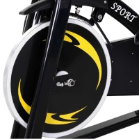 HOMCOM Bicicleta Estática Bicicleta Ciclismo Indoor com Ecrã LCD Volante de Inércia de 10kg 47x120x104.5-117cm Preto e Amarelo(m-12)