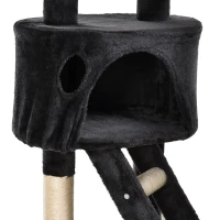 PawHut Árvore arranhador para Gatos com Altura Ajustável Plataformas Múltiplas Caverna Cestas e Escadas em Sisal Natural e Pelúcia 60x45x240-260 cm Cinza Escuro(m-10)