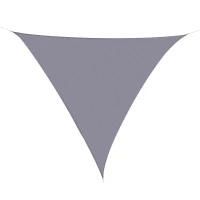 Outsunny Vela de Sombra Triangular 3x3x3 m Toldo Vela de Poliéster com Proteção UV Aneis em Forma de D e Cordas para Jardim Pátio Piscina Cinza(m-1)