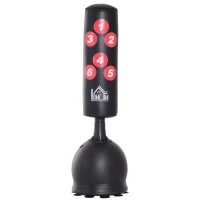 HOMCOM Saco de Boxe de Pé 165cm Sacos de Chão com Suporte para Preencher de Água ou Areia para Adultos e Crianças Preto(m-1)