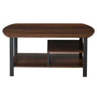 HOMCOM Mesa de Centro com 2 Prateleiras Mesa de Café Estilo Vintage para Sala de Estar Dormitório 100x60x46cm Marrom Rústico(m-1)