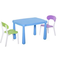 HOMCOM Conjunto de mesa e 2 cadeiras infantil para atividades com encosto e bordas redondas para crianças acima de 2 anos  76,5x54,5x49,5 cm Multicolor(m-1)