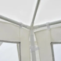 Outsunny Tenda de Jardim 395x295 cm com Redes Mosquiteiras Duplo Teto e Portas com Zíper para Exterior Branco e Preto(m-9)