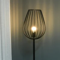 HOMCOM Lâmpada de pé com base de metal moderno com interruptor de pé Ф27,5x159 cm Preto(m-8)