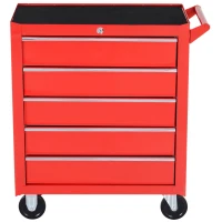 DURHAND Carrinho de Ferramentas com 5 Gavetas Rodas Trava Armário de Armazenamento para Oficina de Garagem e Chapa de Aço 69x33x75 cm Vermelho(m-4)