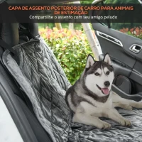 PawHut Coberta Protetora para Animais de Estimação Antiderrapante e Aberturas para Cinto de Segurança Fácil de Instalar e Limpar para carro 160x145cm Cinza(m-4)