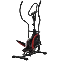 HOMCOM Bicicleta elíptica de fitness com tela LCD e resistência bidirecional ajustável de 8 níveis suporte de copo Volante 7 kg e 2 rodas 103x71x157 cm Preto(m-1)