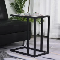 HOMCOM Mesa Auxiliar Lateral para sofá Imitação de mármore economizar espaço 45x30x51,5cm(m-12)