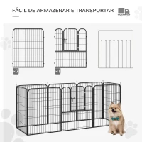 PawHut Parque para animais de estimação com 8 Varas Dobrável com Porta e Dupla Trava 79x100cm Preto(m-5)