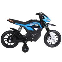 HOMCOM Mota Elétrica Infantil Motocicleta para Crianças acima de 3 anos Bateria 6V com Luzes e Música 105x52,3x62,3 cm Azul(m-12)