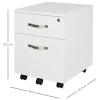 HOMCOM Bloco de Gavetas para Escritório Móvel de Arquivos com 5 Rodas Fechadura para Secretária Casa 40x45.5x52.5 cm Branco(m-3)