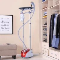 HOMCOM Ferro de Engomar a Vapor para Roupa 1800W Temperatura Ajustável em 11 Níveis Depósito de 2 L Aquecimento em 38s 35x25x47-118,5 cm Vermelho(m-15)