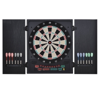 HOMCOM Alvo eletrônico digital para até 8 jogadores com 12 dardos e 30 pontas com portas de tela de LED 27 jogos diferentes 51x6,5x57 cm Preto
