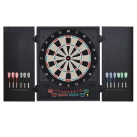 HOMCOM Alvo eletrônico digital para até 8 jogadores com 12 dardos e 30 pontas com portas de tela de LED 27 jogos diferentes 51x6,5x57 cm Preto(m-1)
