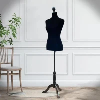 HOMCOM Manequim Feminino de Costura Busto de Senhora para Modistas Exibição Negro Altura Ajustável a 130-168cm(m-12)