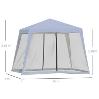 Outsunny Tenda de Jardim 3x3m com 4 Partes Laterais Mosquiteiro com Zíper Proteção UV para Patio Cinza(m-3)