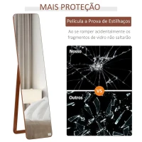 HOMCOM Espelho de pé de Corpo Inteiro Retangular Espelho de Parede com 2 Formas de Uso Estrutura de Madeira de Pinho para Dormitórios Sala de Estar Corredor 37x43x156cm Nogueira(m-5)