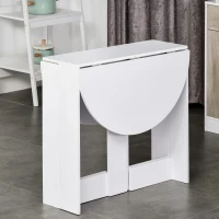 HOMCOM Mesa de Sala de Jantar Dobrável com 2 Laterais Mesa Auxiliar de Madeira para Cozinha Sala de Estar 104x76x73,7 cm Branca(m-10)