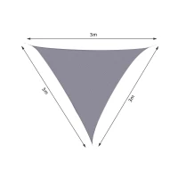 Outsunny Vela de Sombra Triangular 3x3x3 m Toldo Vela de Poliéster com Proteção UV Aneis em Forma de D e Cordas para Jardim Pátio Piscina Cinza(m-3)