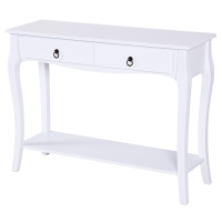 HOMCOM Mesa Tipo Consola para Sala de Estar Consola para Entrada com 2 Gavetas e Prateleira Inferior 100x33x75cm Branco