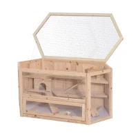PawHut Gaiola de Madeira para Hámster Gaiola para Roedores e Animais Pequenos de 3 Níveis 115x60x55 cm Madeira(m-11)