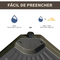 Outsunny Base para Chapéu de Sol em 4 Partes Recarregável com Areia ou Água Desmontável para Jardim Pátio Ar Livre 100x100x10,5cm Marrom(m-5)
