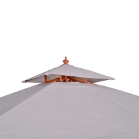 Outsunny Chapéu de Sol de Jardim com Teto Duplo Sistema de Polia Toldo de Poliéster Impermeável 300x300x297cm Cinza Claro(m-14)